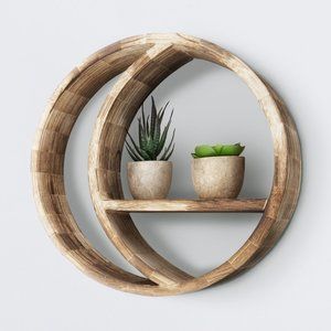 Small Round Floating Shelf with Moon Design